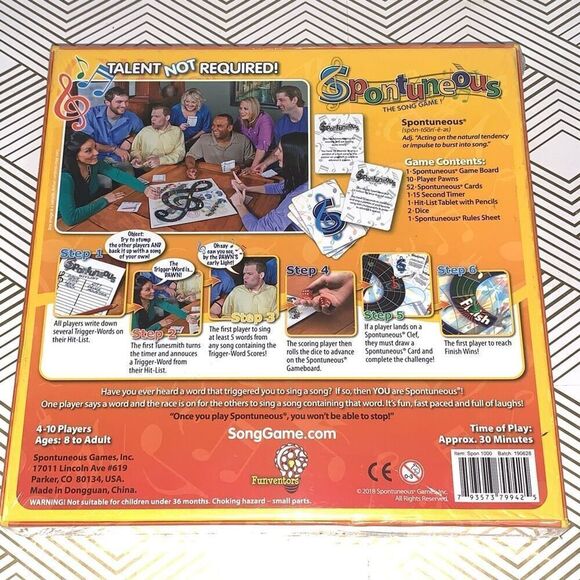 Spontuneous The Song Game Sing It or Shout It Family Party Board Game New - Picture 2 of 4
